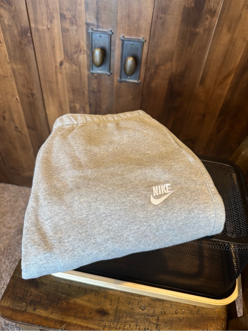 Nike Gray Men's Sweat Shorts with White Logo